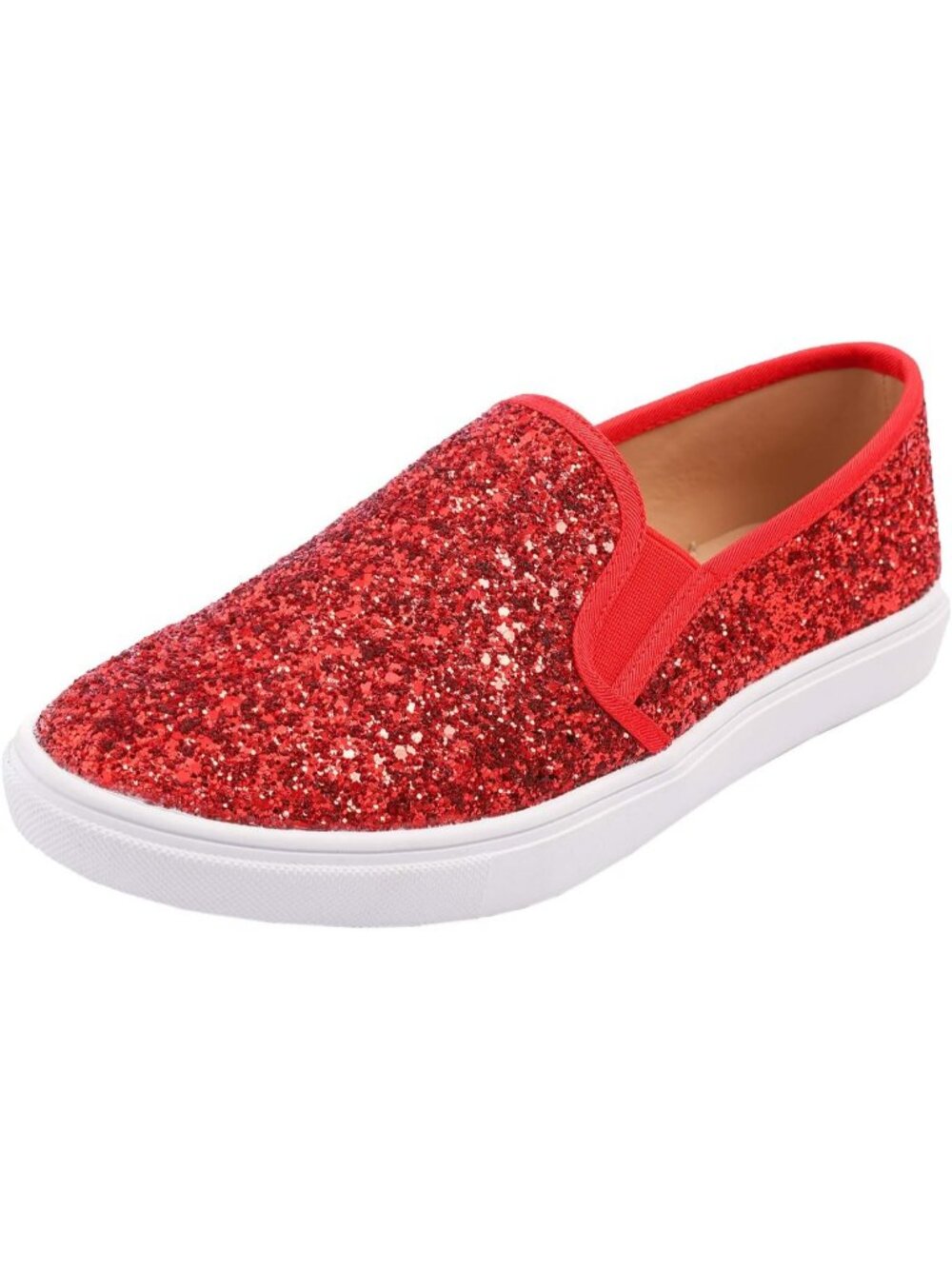 Women's Red Fashion Slip-on Casual Comfortable Round Toe Flat Loafers